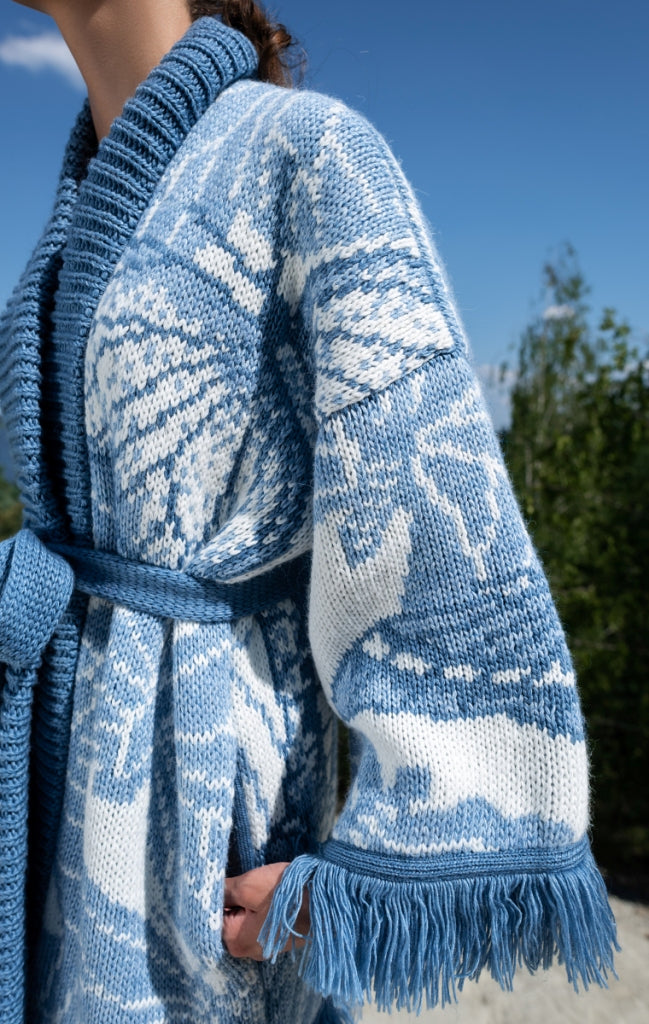 Вовняне блакитне міні-пальто Metelyk