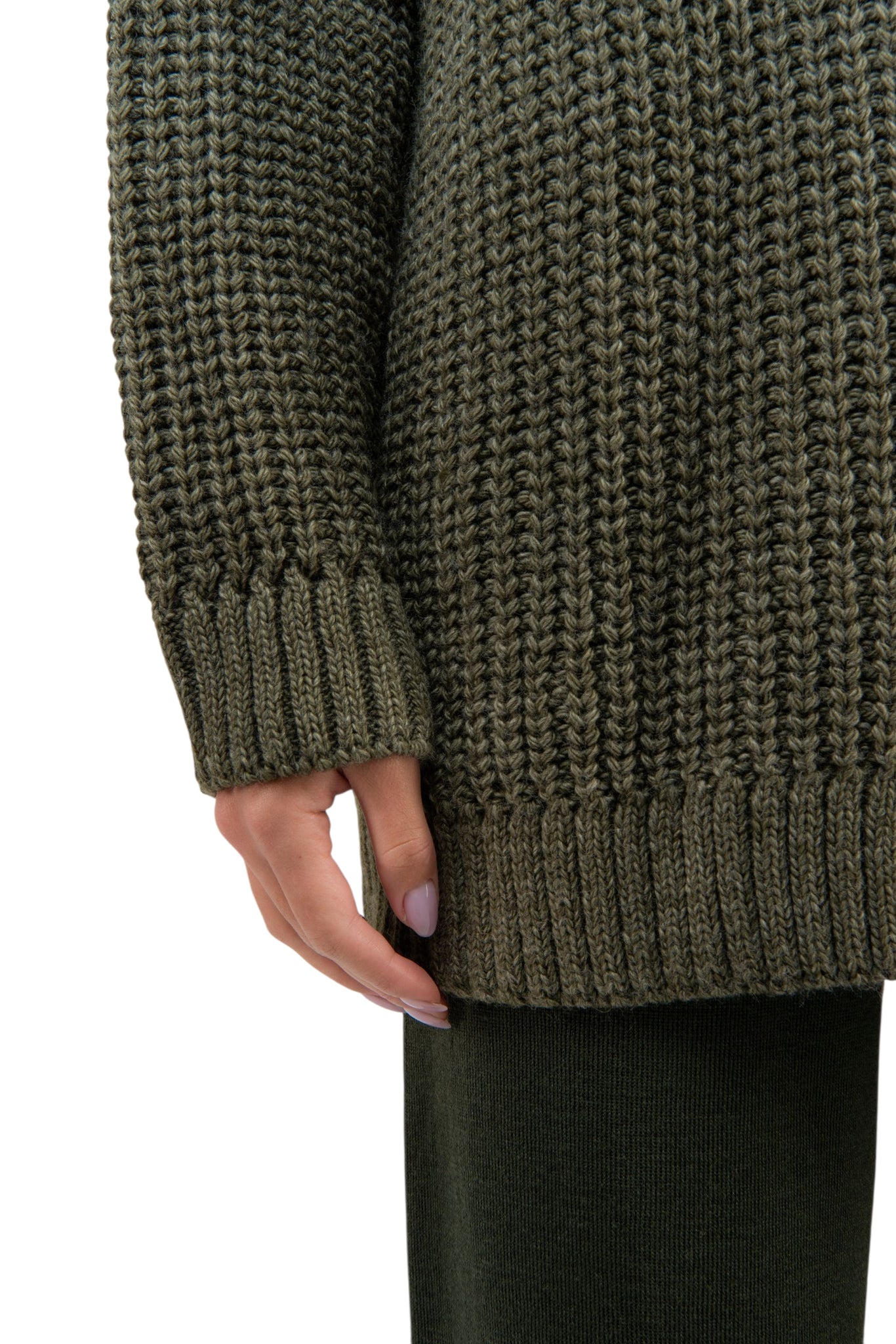 Вовняний светр хакі оверсайз