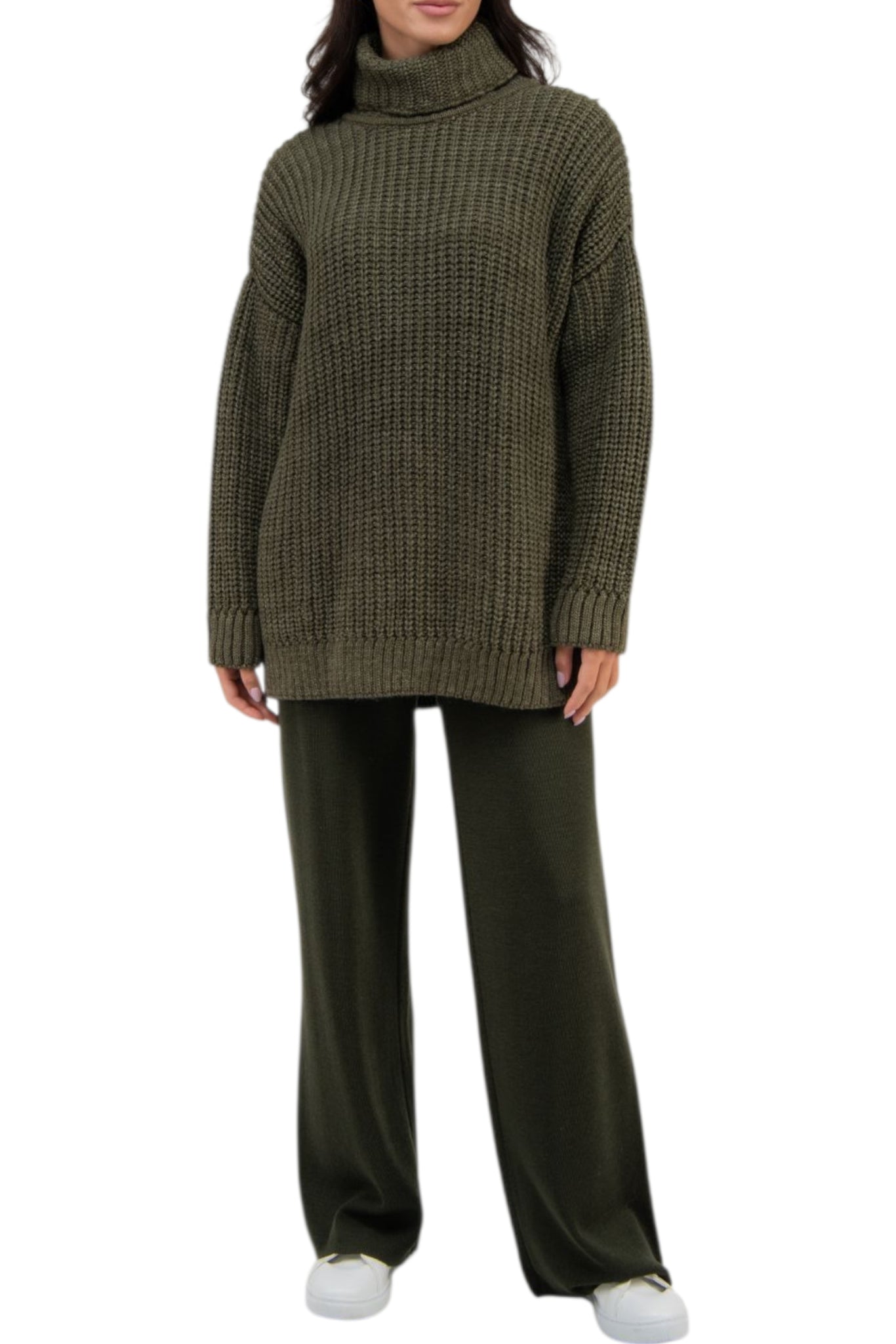 Вовняний светр хакі оверсайз