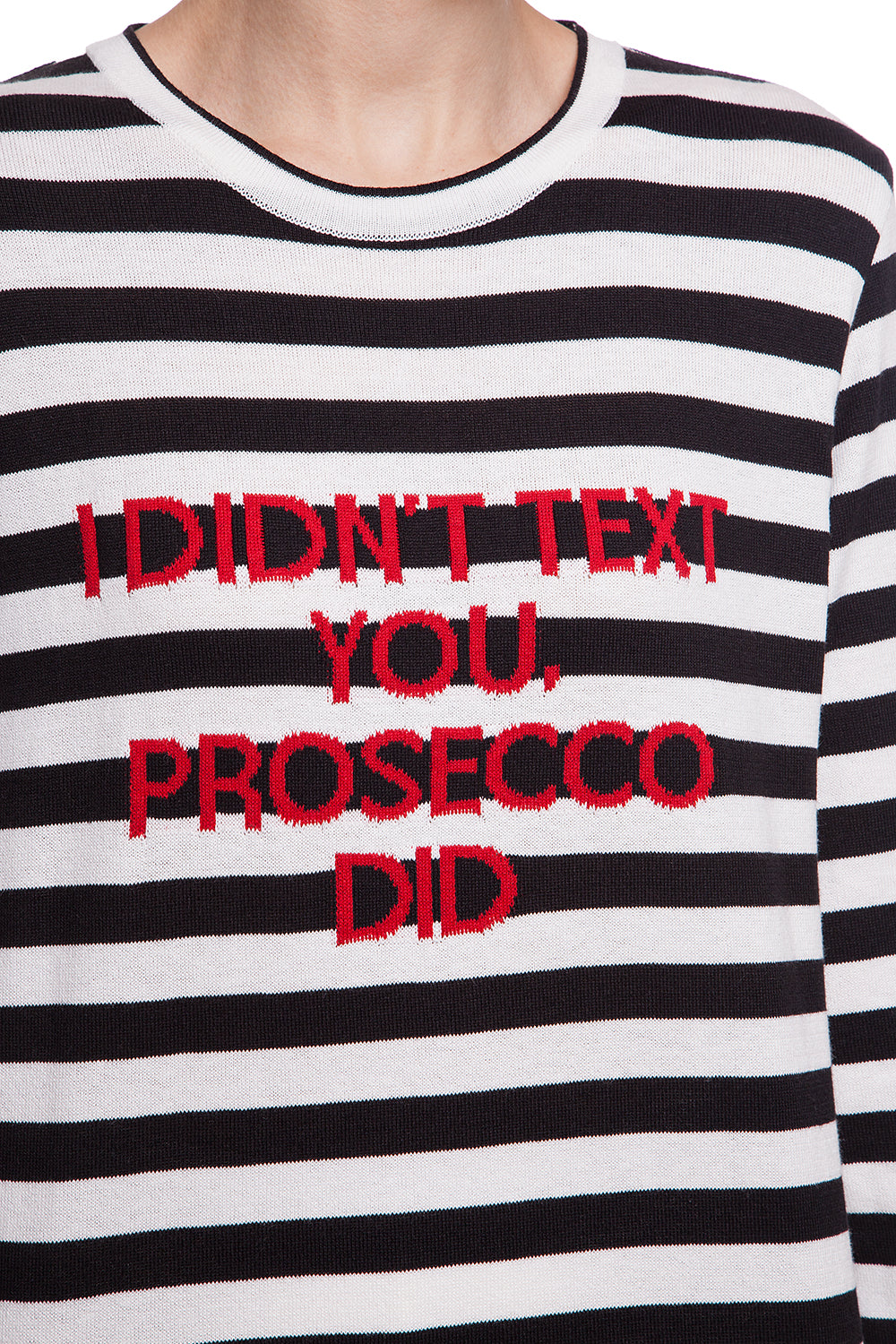 Лонгслів бавовняний в смужку  "I didn't text you, prosecco did"