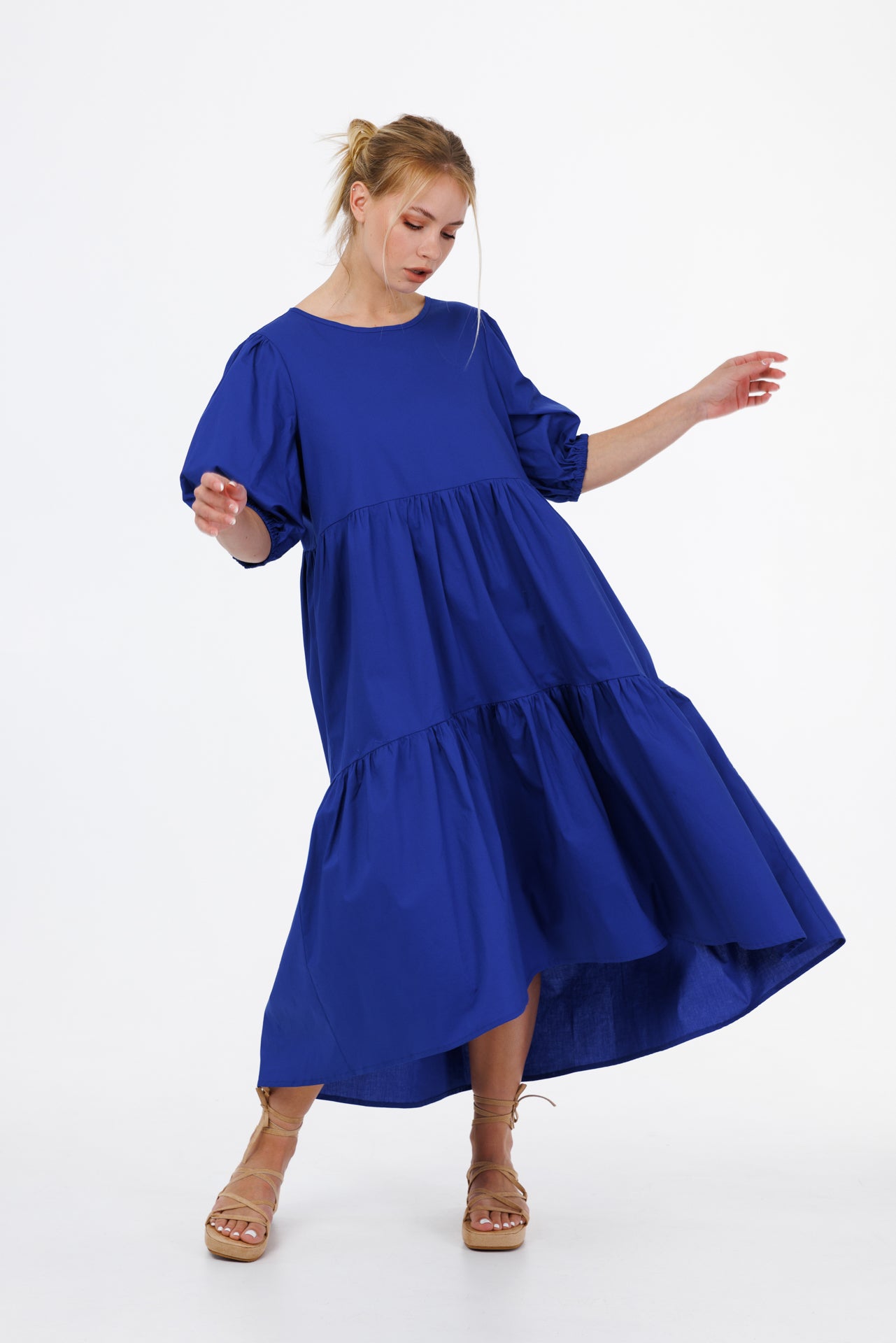 Сукня бавовняна триярусна синя