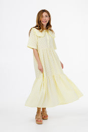 Сукня лляна з коміром жовта