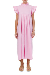 Сукня бавовняна з кокеткою рожева