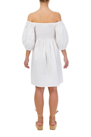 Сукня бавовняна з об’ємними рукавами біла
