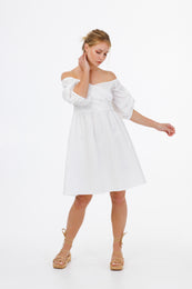 Сукня бавовняна з об’ємними рукавами біла