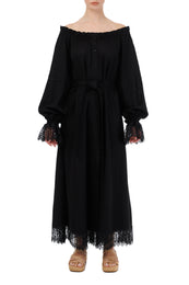 Сукня бавовняна з мереживом чорна