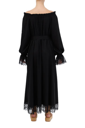 Сукня бавовняна з мереживом чорна